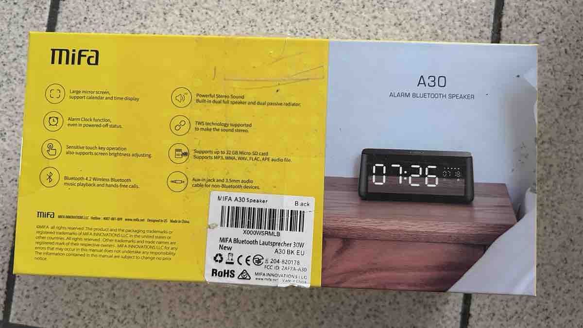 Lautsprecher: Mifa A30 Alarm Clock Bluetooth Speaker Black – Neu (gemäss Beschreibung) aus Genève von Noemie.wrmsi 5