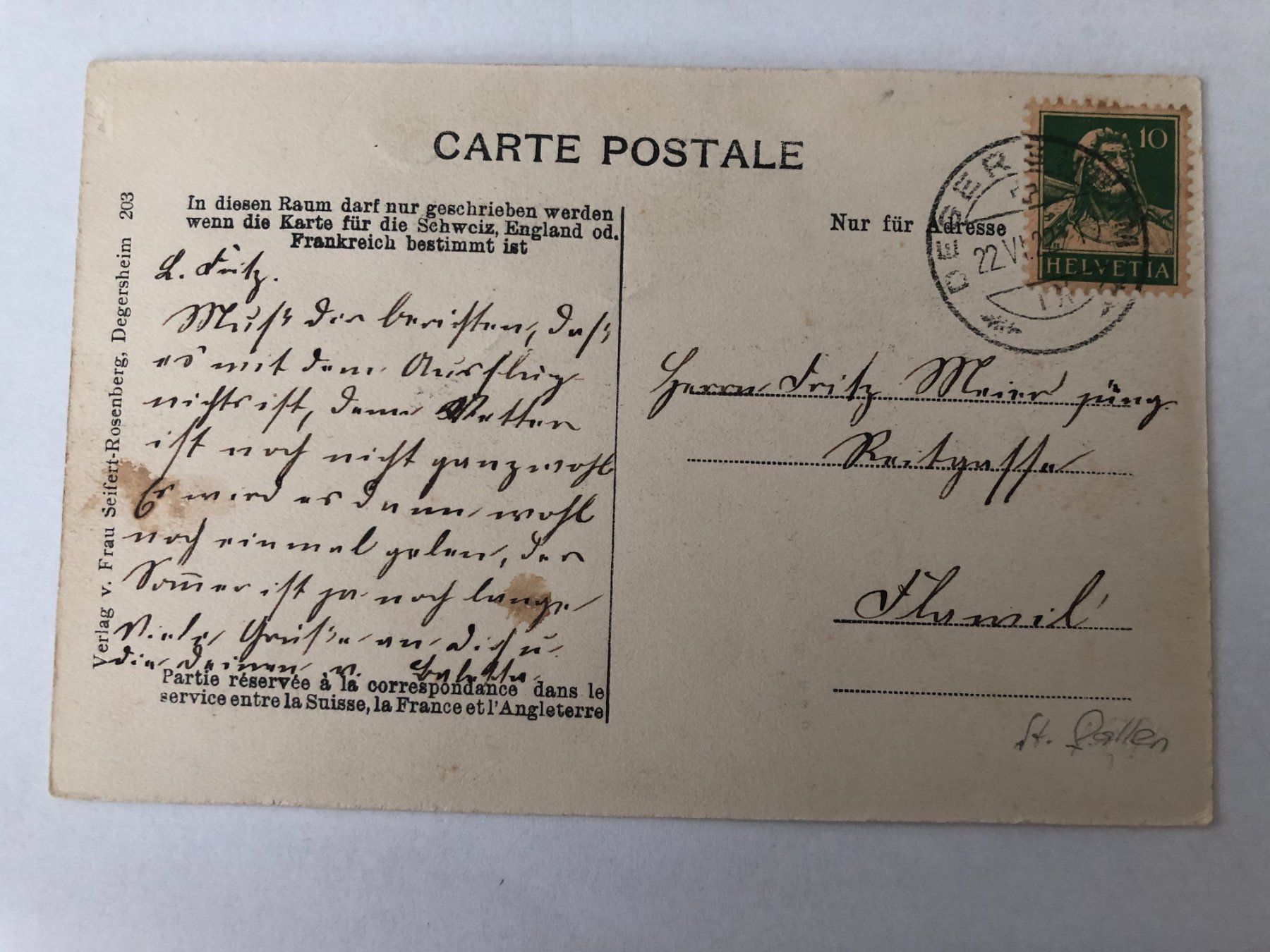 Cartoline postali: Degersheim 192* – Usato da Pfäffikon ZH venduto da Waltoversand 1