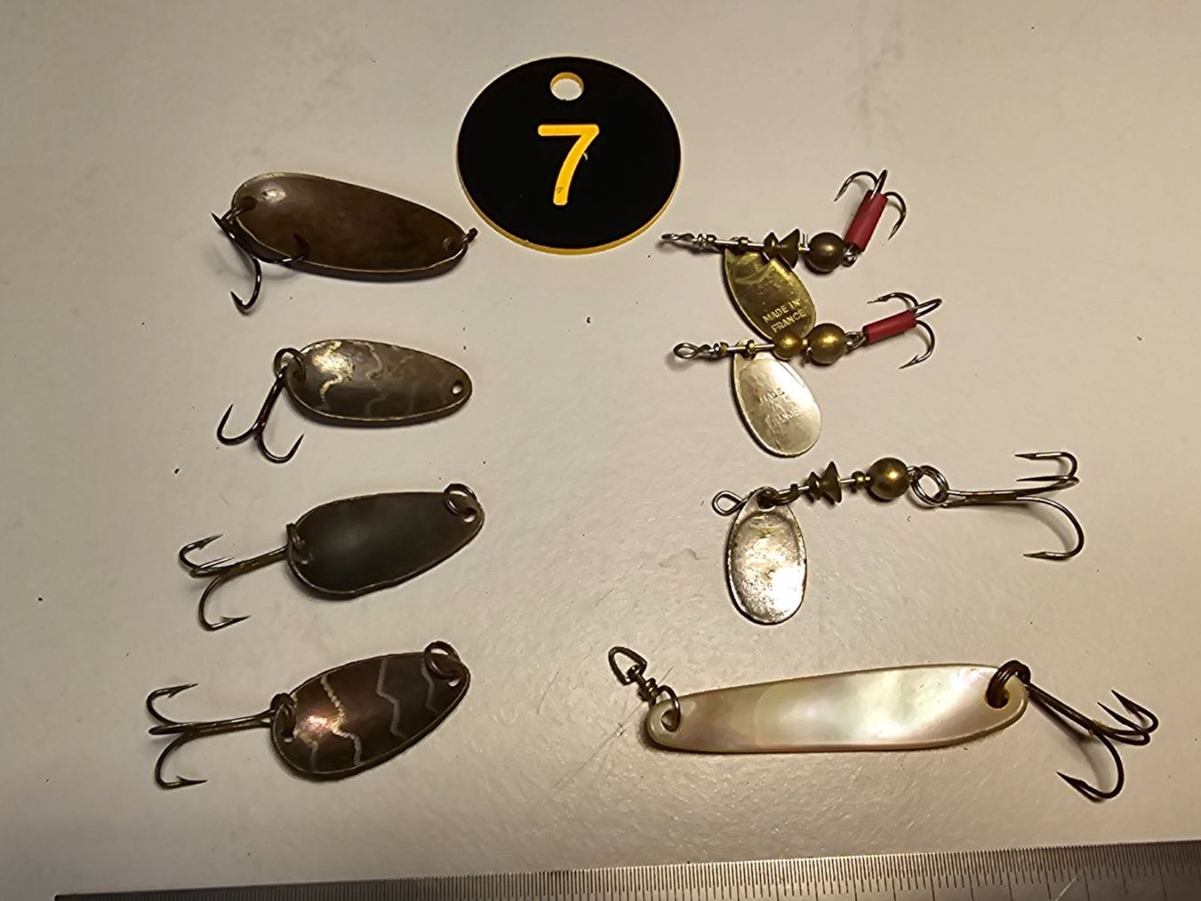 Mepps Esche: Spinner Löffeli Spoon Spange Blinker 8er Konvolut alte Köder – Usato da Abtwil SG venduto da Fischerei_Artikel 1