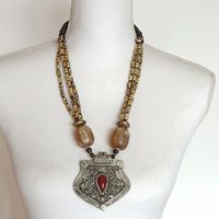 Collana etnica tribale stile Turkmeno con ciondolo/anni '70