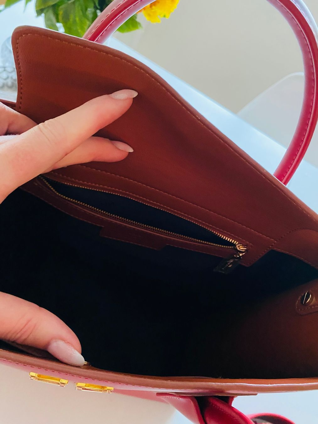 Taschen für Damen: Handtasche Nenette  rot & cognac neu – Neu (gemäss Beschreibung) aus Dietschwil von adr_gs9w 3