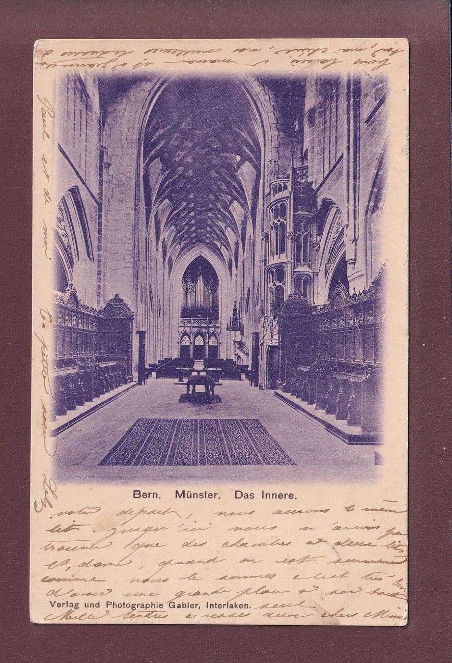 Cartes postales: BERN - Münster - Das Innere - 1901 – D'occasion à Pully par nicecards