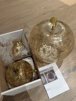 Goldene Glas-Äpfel mit LED, 3er Set, Herbstdeko!