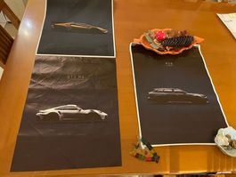 3 Poster Bilder Sportwagen auf Stoffpapier 31x42cm