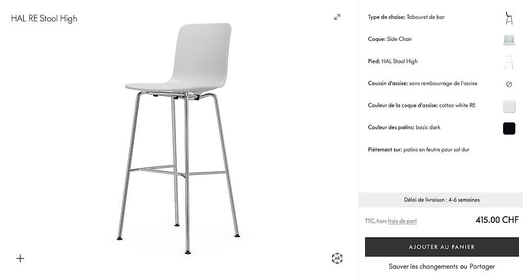 Sgabelli: 2 Tabourets de bar Vitra HAL RE Stool par Jasper Morrison – Usato da Vevey venduto da sebien1 4