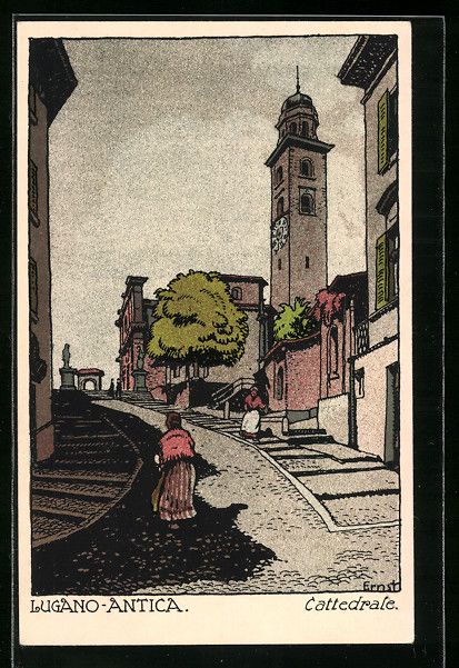 Cartoline postali: Lugano, Cattedrale, Lugano-Antica – Usato da Berlin venduto da bartko-reher