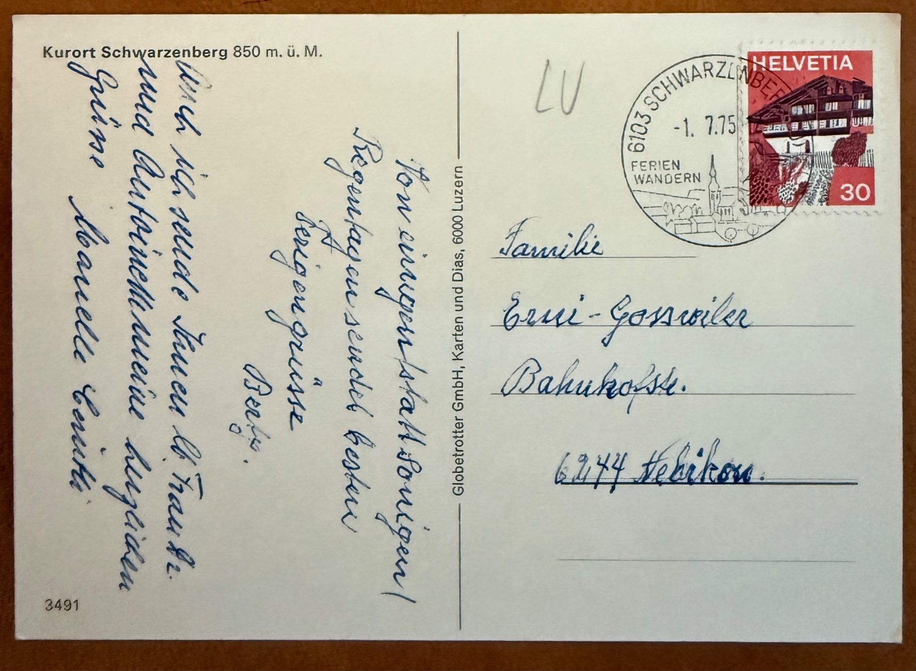 Cartoline postali: Schwarzenberg - (LU) 1970 – Usato da Lutry venduto da Ediego 1