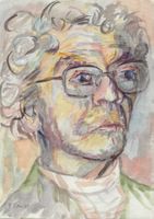 Aquarell, Portrait Hans Erni, Kunstmaler - R. Sutter, 1989