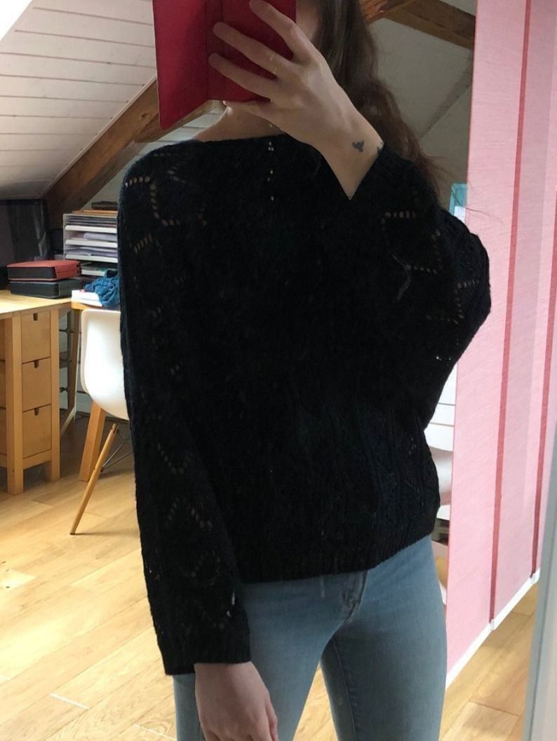 Maglioni & Felpe: MADEMOISELLE AGATHE Damen Strickpullover Pull Crochet M Noir – Usato da St-Aubin FR venduto da Tiweety 1