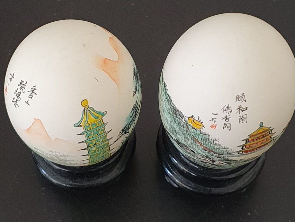Statuette: 2 antike, chinesische Eier/handbemalt/gemarkt – Usato da Glattfelden venduto da sessa123 7