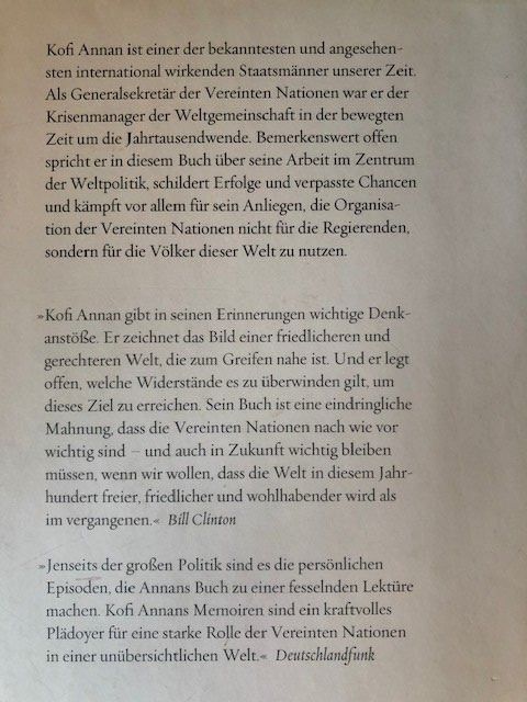Bücher: Kofi ANNAN: ein Leben in Krieg u.Frieden – Gebraucht aus Willisau von Momatt 3