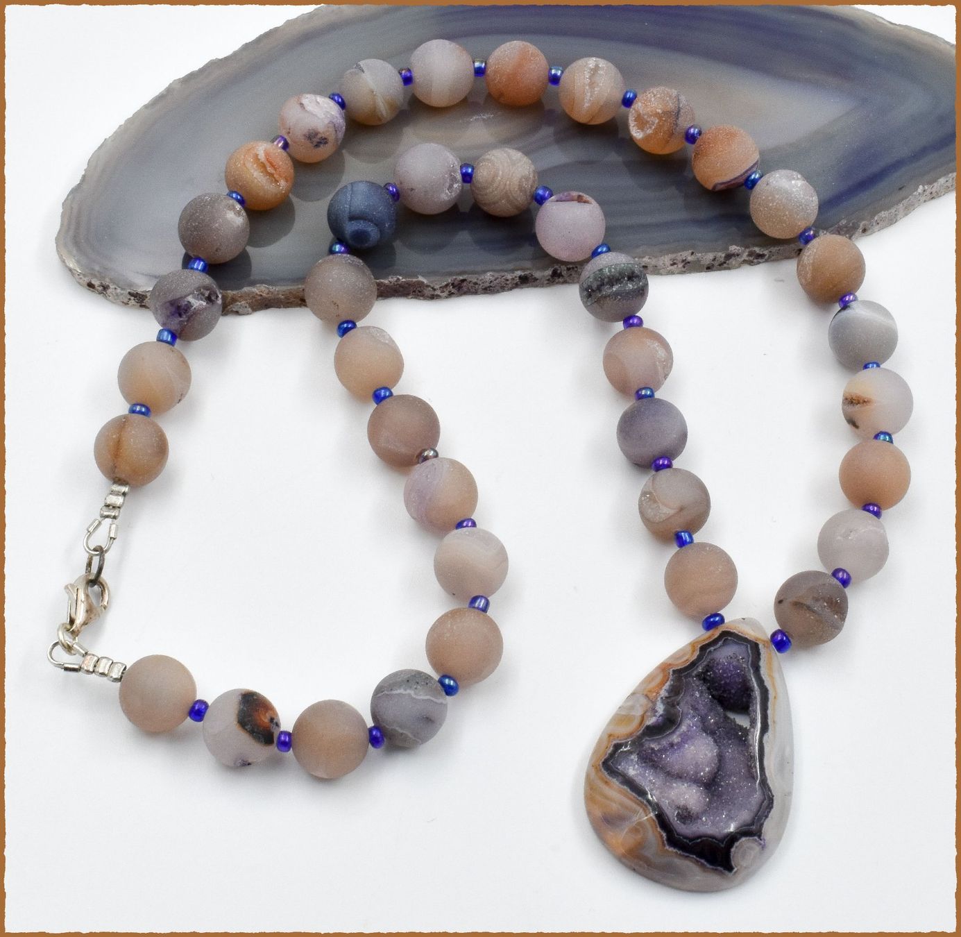 Ketten: ♛ Designerkette Achat / Druzy ca. 51cm – Neu und originalverpackt aus Oberglatt ZH von Hot-Spot 2