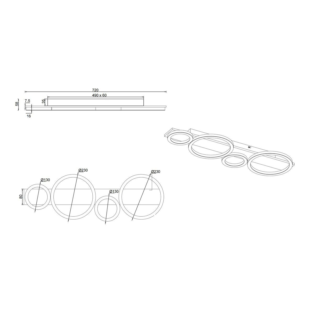 Lampadari & plafoniere: LED Deckenleuchte, Ringe, 72 cm x 23 cm – Nuovo (secondo la descrizione) da Kreuzlingen venduto da Smart-Light 3