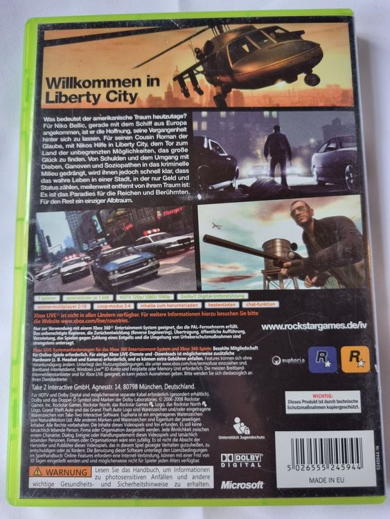 Jeu GTA IV (Grand Theft Auto) Sur Xbox 360 - Complet Avec Notice Et Carte, PAL, FR