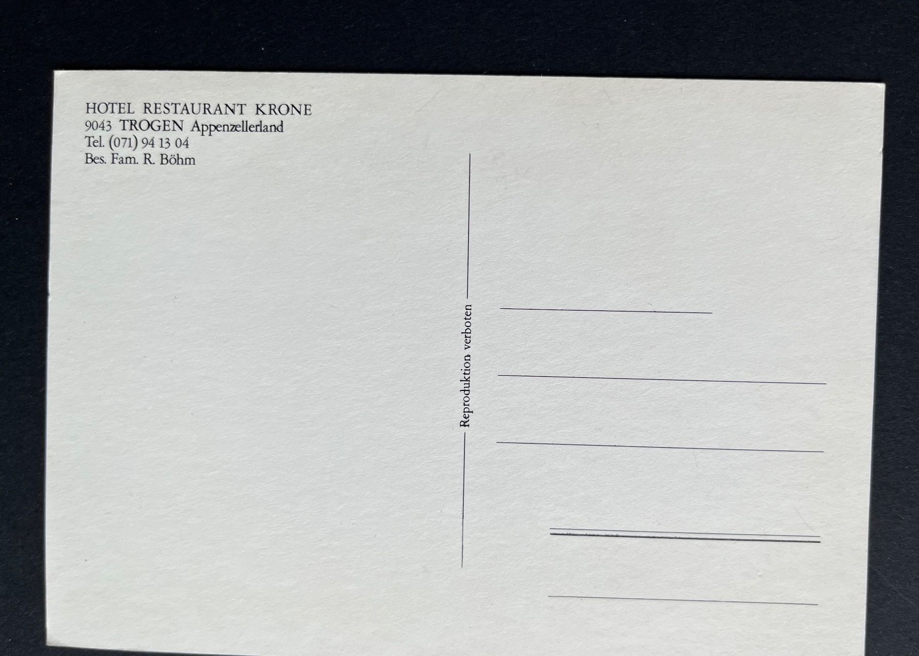 Cartoline postali: TROGEN /HOTEL KRONE ca. 1980 – Usato da Ostermundigen venduto da DaxKarten-75 1