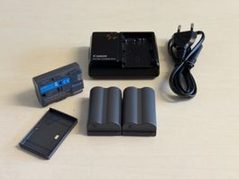 3x Canon BP-511A Akku 1390 mAh + orig. Canon CB-5L Ladegerät