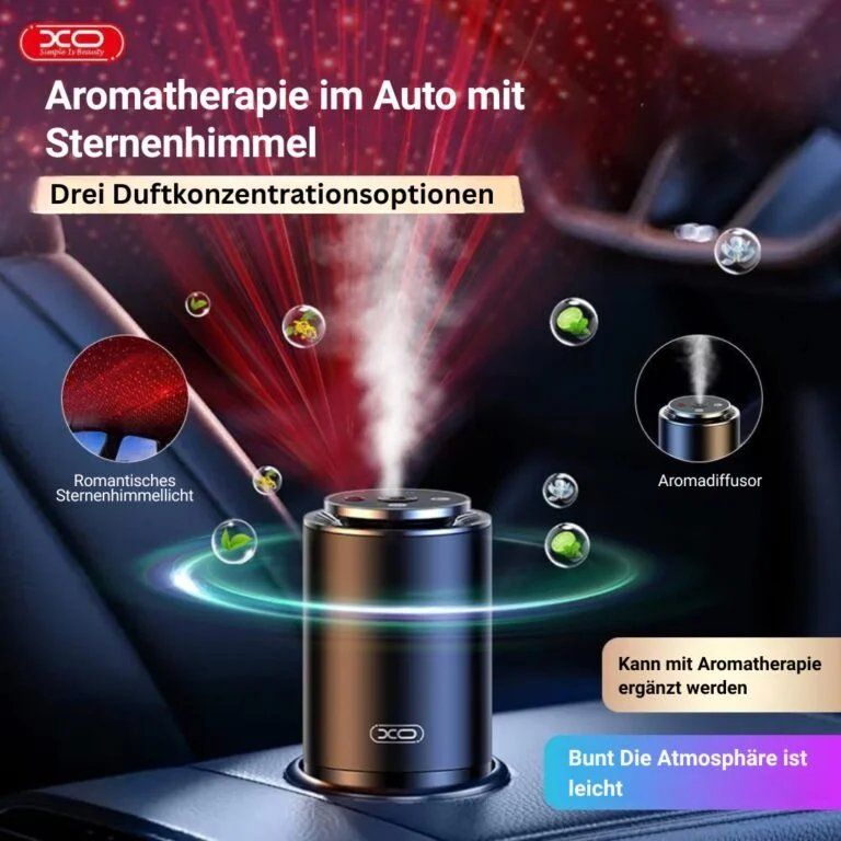 Duftöldiffusoren: XO CZ022 Auto-Aroma-Diffusor mit Farbwechsel & Sternenhimmel – Neu und originalverpackt aus mägenwil von xostore.ch 2