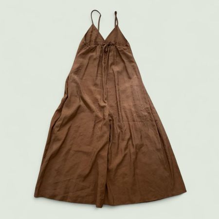 cos v-neck wide-leg jumpsuit - brown