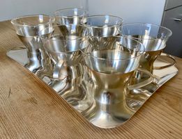 WMF Midcentury-Teetassenset und Tablar Art Deco Bauhaus