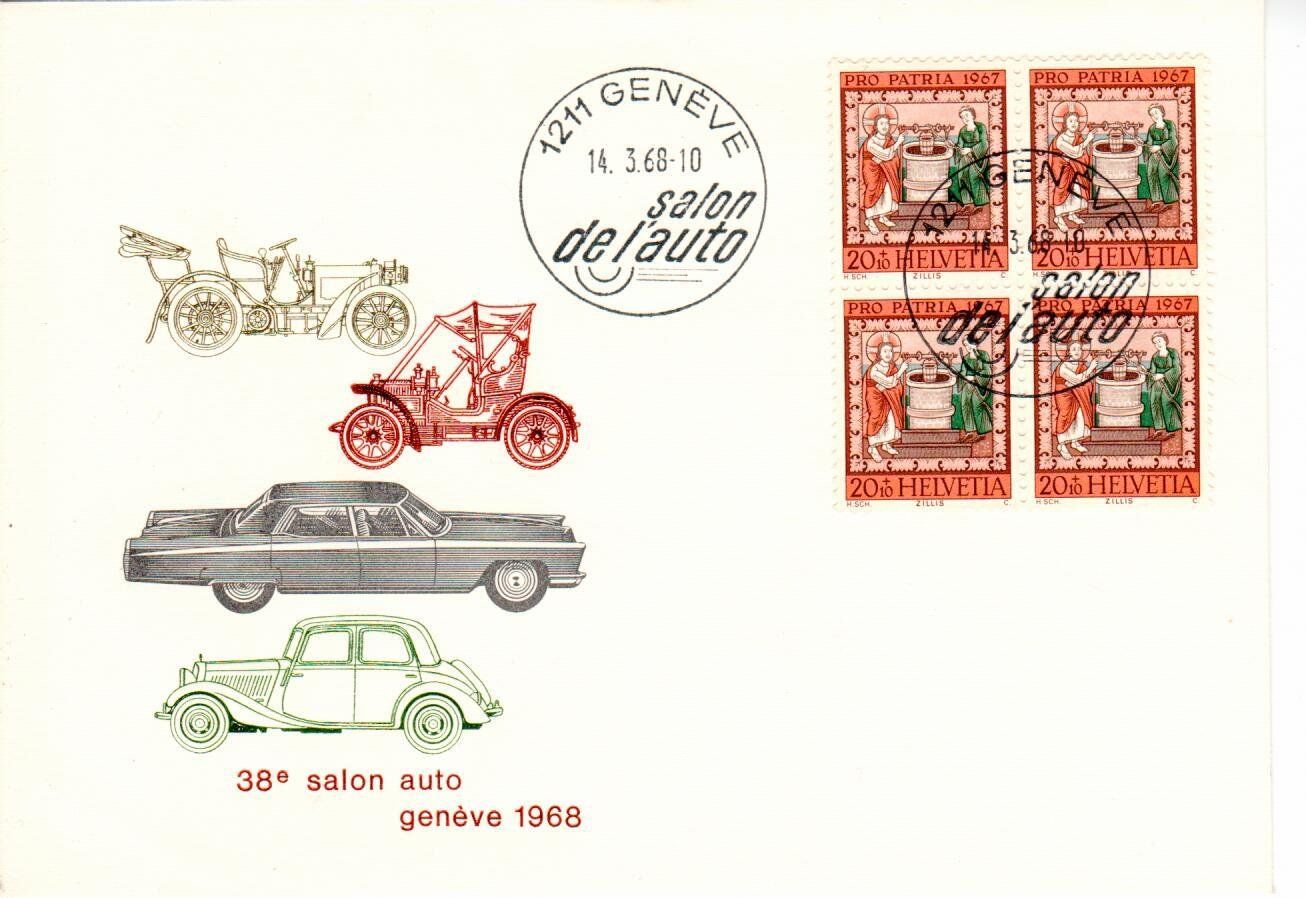 Tutti i francobolli: 10 Briefe / Karten - Auto Salon Genf – Usato da Wolhusen venduto da Curver9 6