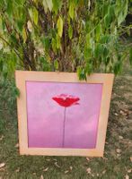 Gemälde Mohnblume abstrakt moderner Stil gerahmt 72x72cm