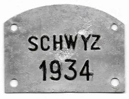 Velonummer Schwyz 1934 SZ 34