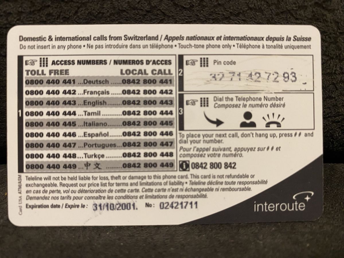 Telefon- & Taxkarten: Teleline  – Gebraucht aus Lausanne von babacard10 1