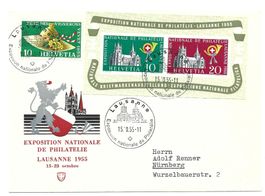 Brief 15. 0.55 Lausanner-Block W35 nach Nürnberg mit Zusatzm