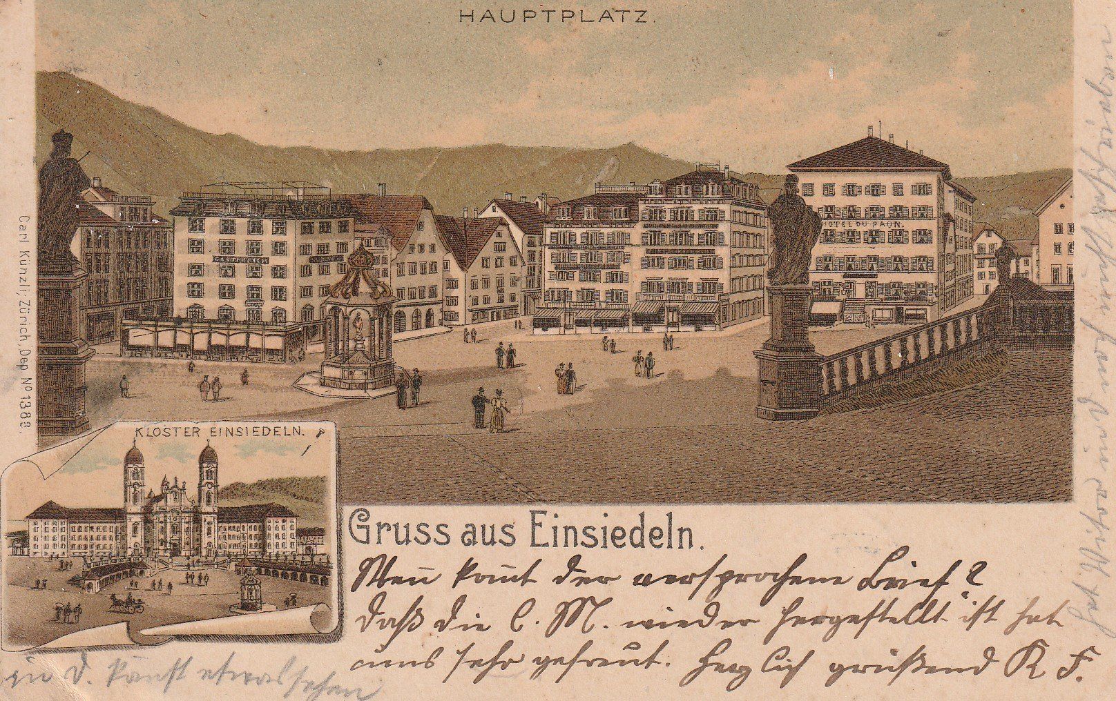 Cartoline postali: Kt.Schwyz-Einsiedeln-Litho 1901 – Usato da uttwil venduto da Koehlerfred