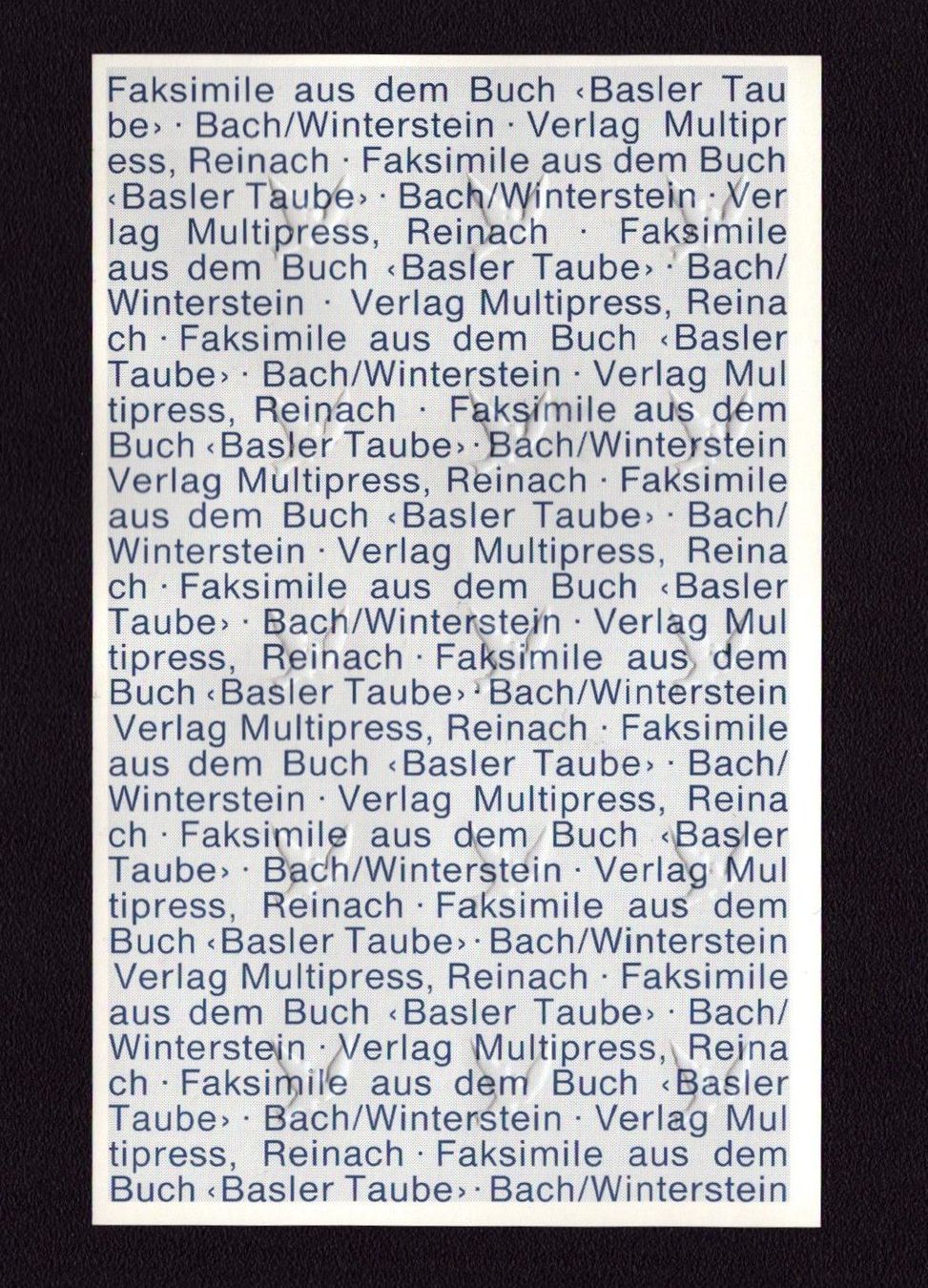 Tutti i francobolli: 1995: W75 Baslertaube 15er-Block mit Blockausschnitt – Usato da Delémont venduto da Silte 2