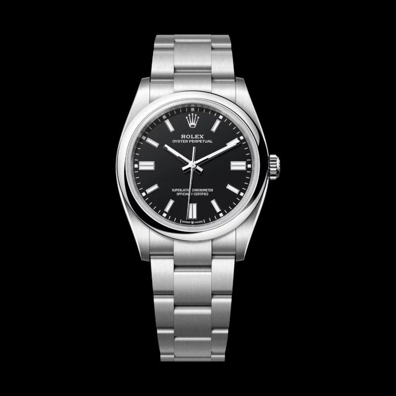 Rolex Orologi: Rolex Oyster Perpetual 36mm Schwarz – Nuovo e nell'imballaggio originale da Zürich venduto da AgainstAllOdds