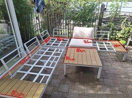 Garten Lounge Set Metall weiss mit Tisch gebraucht