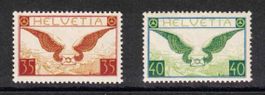 Flugpost F14 - F15 glattes Papier postfrisch **, SBK 350.-