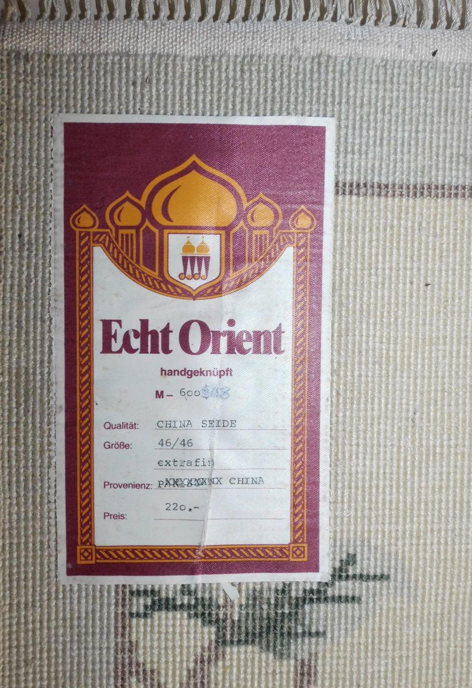 Tappeti: Orient Teppich China SeidenTeppich - Extrafein   46x 46 cm – Usato da Sursee venduto da 76 3