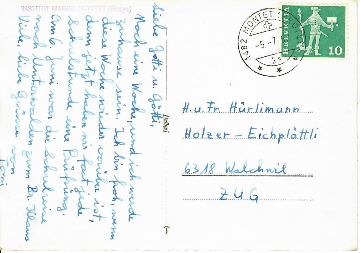 Cartoline postali: Institut Marini Montet – Usato da Hochdorf venduto da Ziegel-16 1