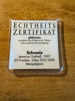 20 Fr. Silbermünze 1997 Stempelglanz (Jeremias Gotthelf)