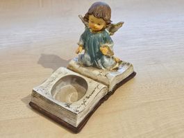 Engel mit Buch / Teelicht-Halter , Kerzenständer