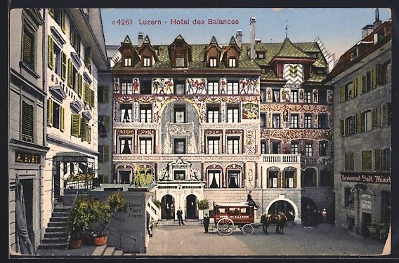 Cartoline postali: AK Luzern, Hotel des Balances – Usato da Berlin venduto da bartko-reher