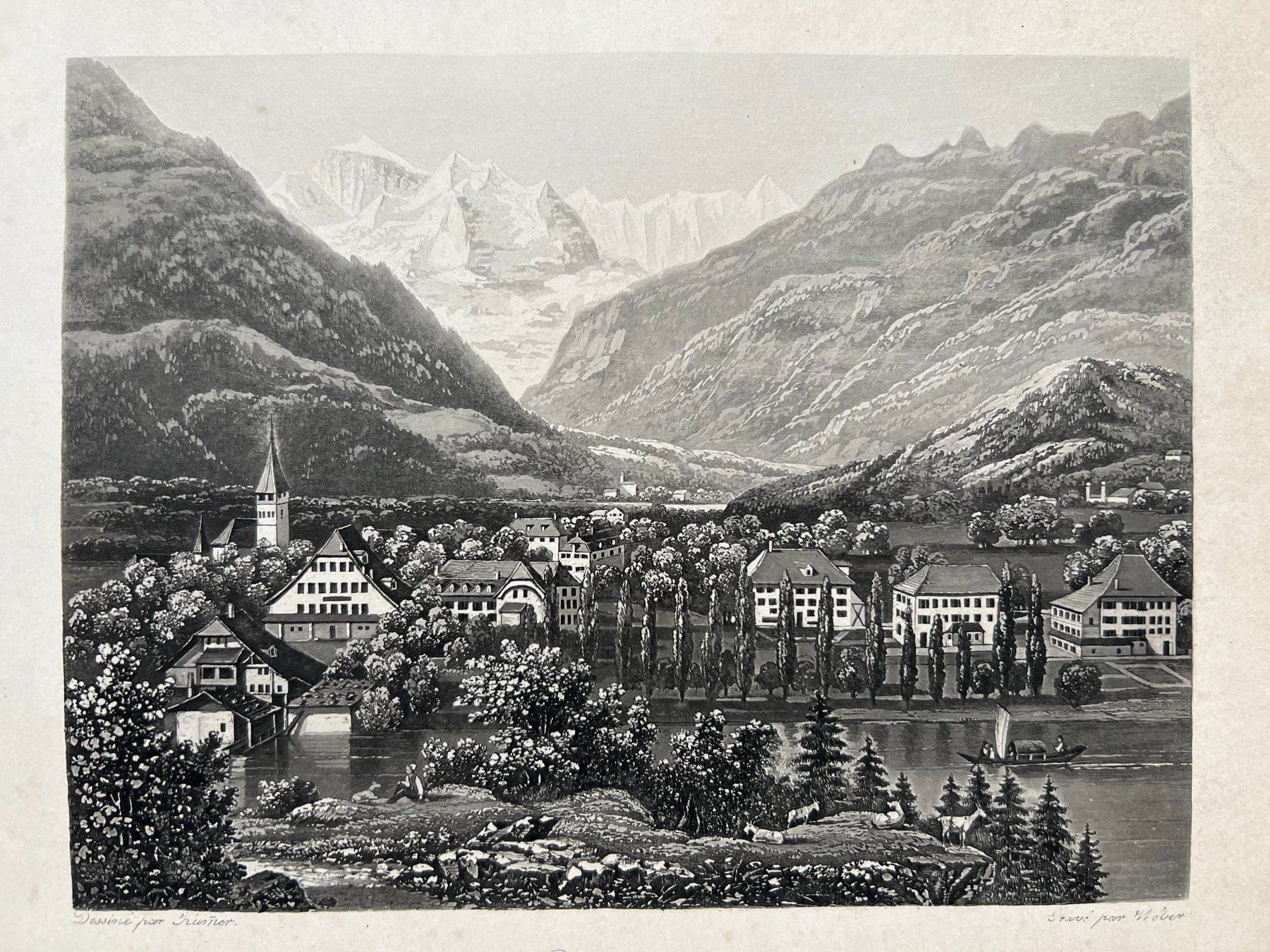Incisioni: Interlaken Kupferstich H.F. Leuthold um 1840 – Usato da Unterseen venduto da Naga99 7