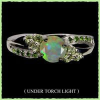 Äthiopischer Opal / Peridot Ringe 925 Silber