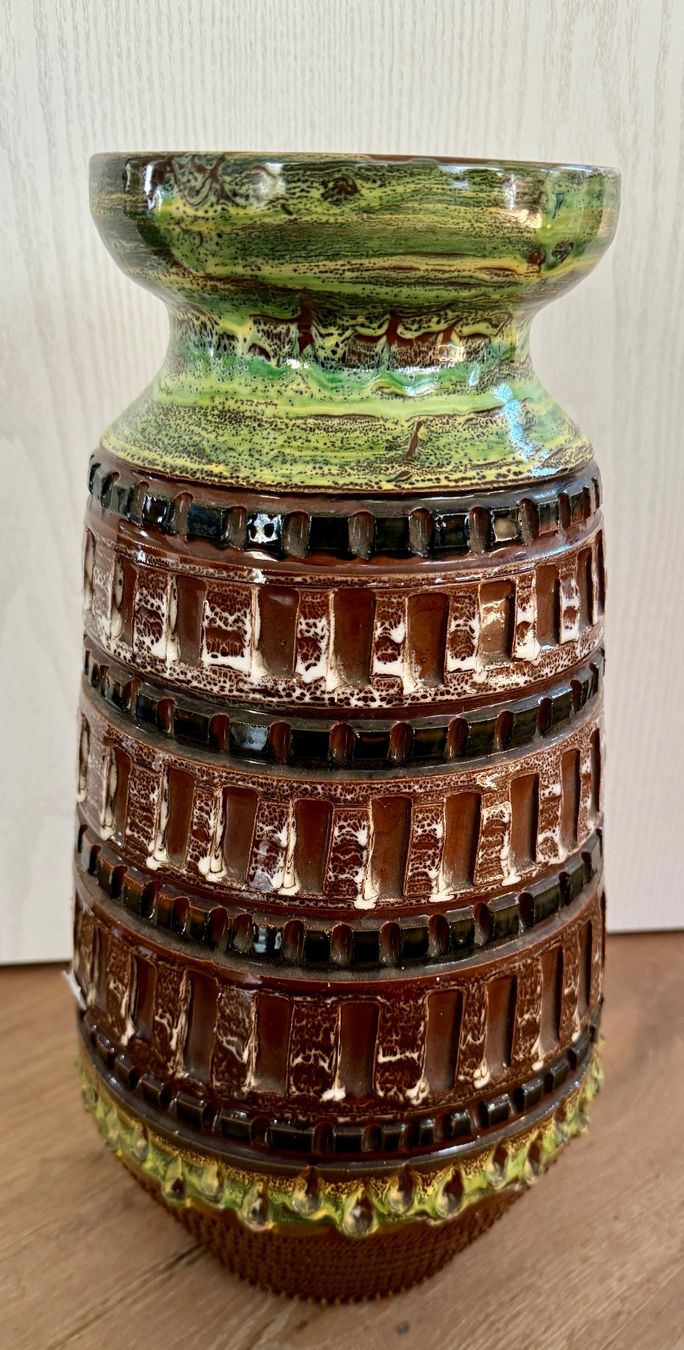 Vasen & Gefässe: Tolle Mid-Century Vase 60er Grün Braun 38.5 cm hoch – Gebraucht aus Rothrist von Luckywinner