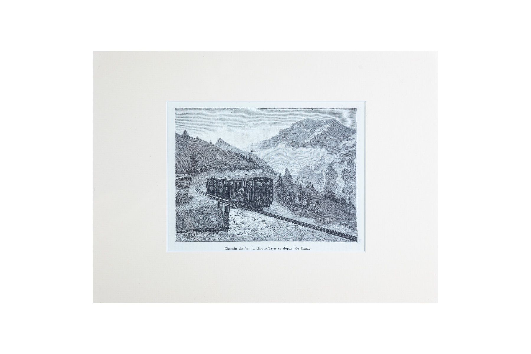 Stiche: Antiker Holzstich Eisenbahn Glion-Naye – Gebraucht aus Eschen von ulr_qys2