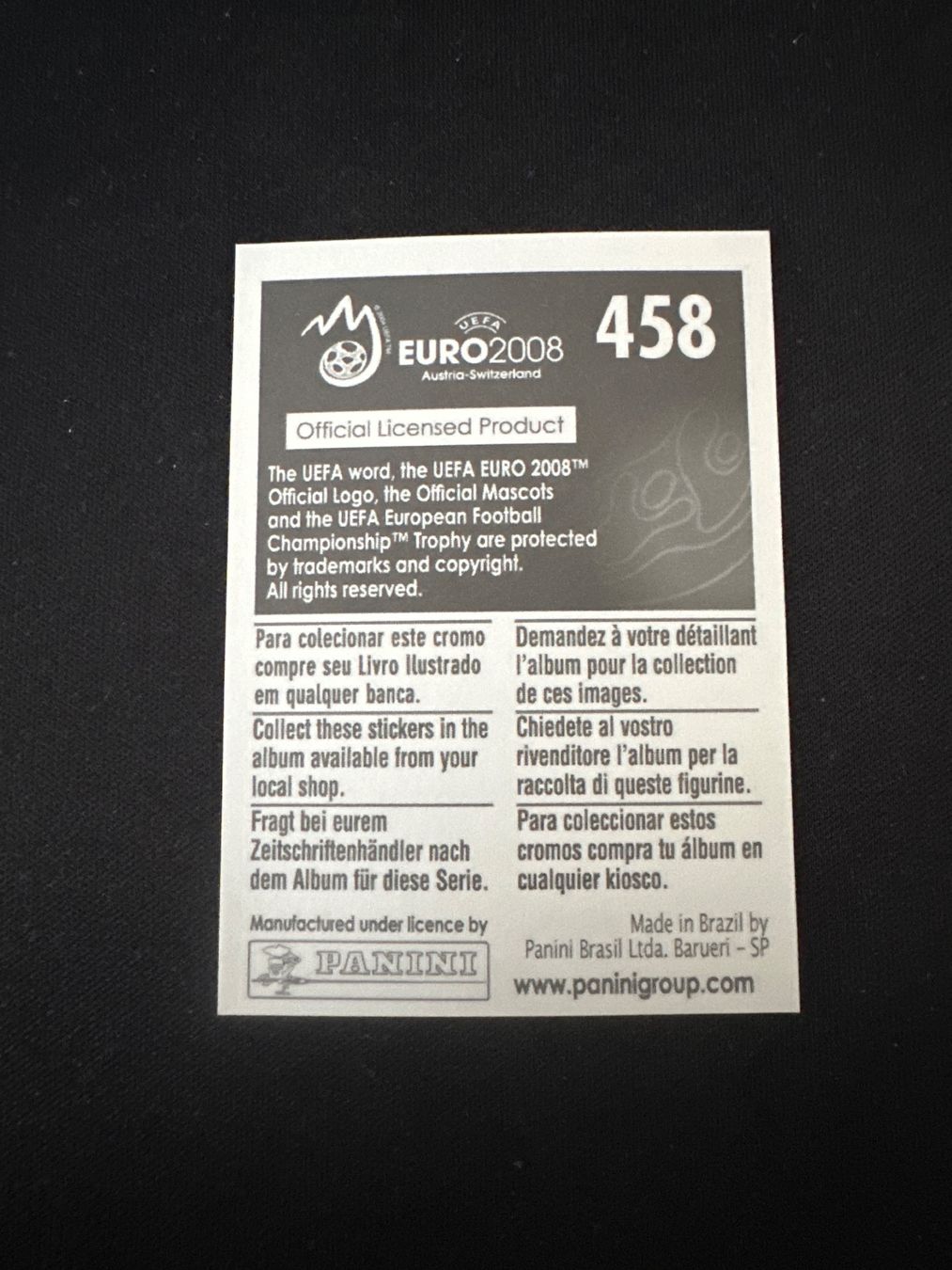 Panini Carte collezionabili: Panini UEFA EM 2008 Sticker - Nr. 458 – Usato da Sulz AG venduto da DealWerk 1