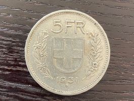 1 x 5 Franken Schweiz 1931 – zirkuliert