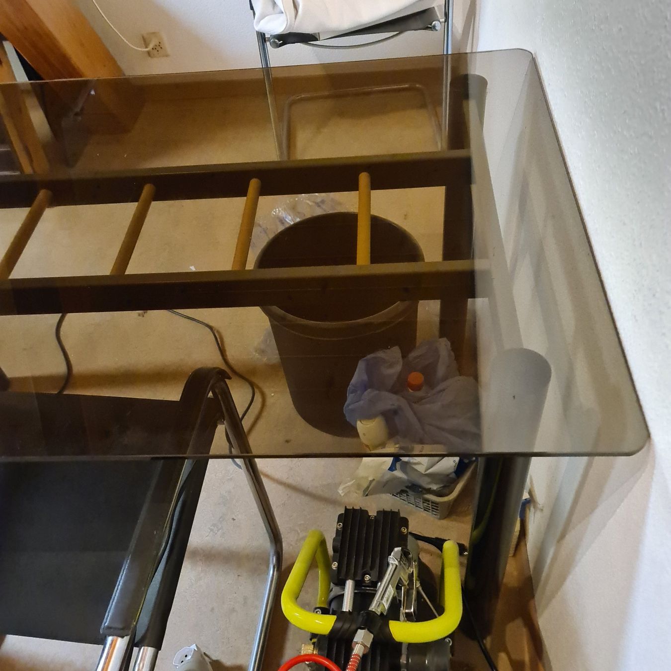 Tische: Glastisch /Designer mit Holzgestell und zwei Sessel – Neu (gemäss Beschreibung) aus Hütten von Edeli5 1