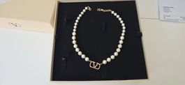 Valentino Garavani Perlenkette mit Logo Gold Neuwertig