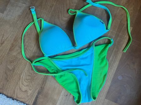 Wende-Bikini Tommy Hilfiger hellbau und hellgrün, Grösse S
