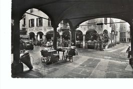 Lugano Portici di Via Pessina, unter den Lauben, mit Lastwag