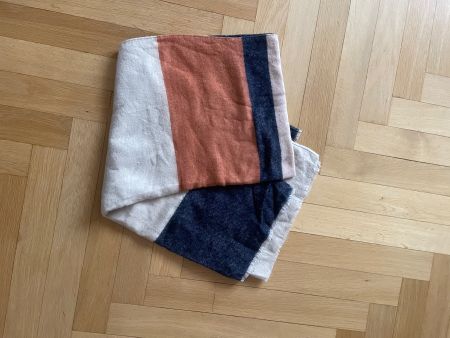 Winterschal gestreift beige blau orange kuschelig...