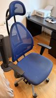 Blauer Bürostuhl, Netzrücken, verstellbar